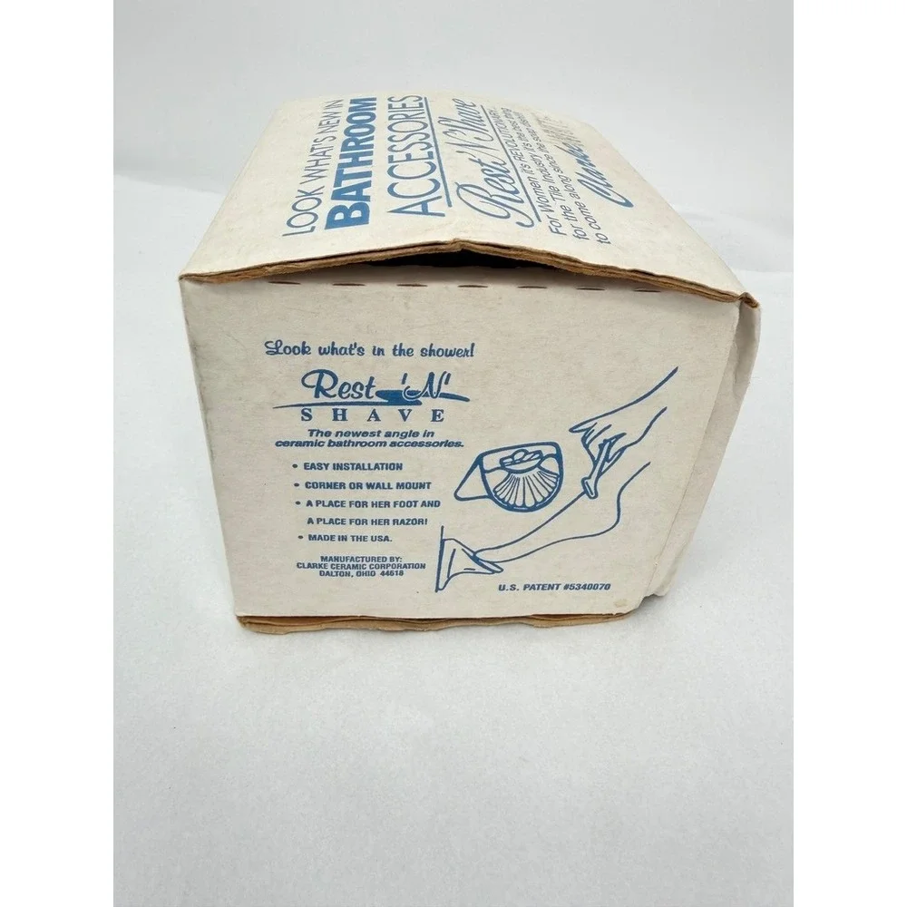 Shower Foot Rest NOS Rest 'N' Shave Ceramic Scallop Shell White VTG Wall Mounted